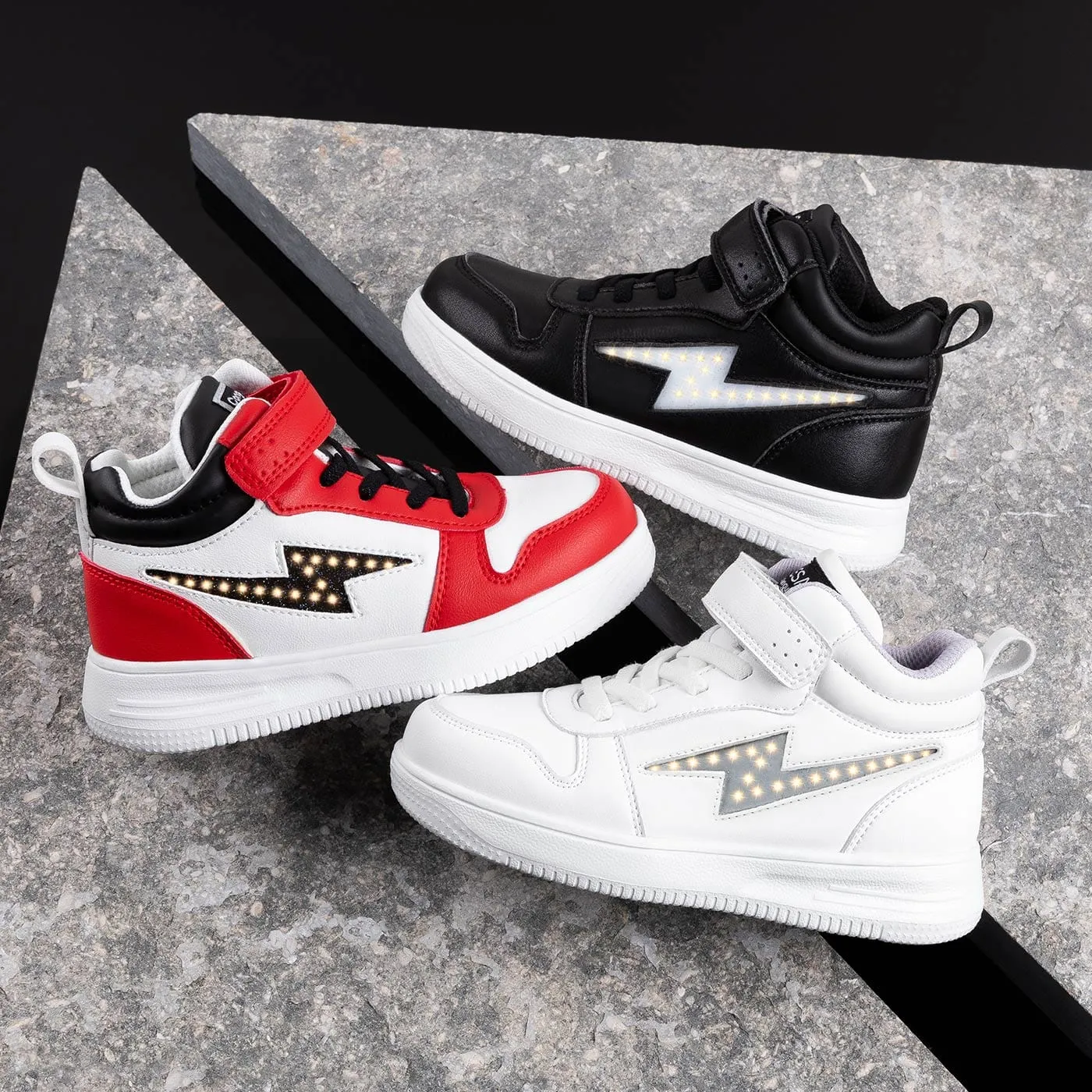 Unisex White With Lights Hi-Top Sneakers Napa