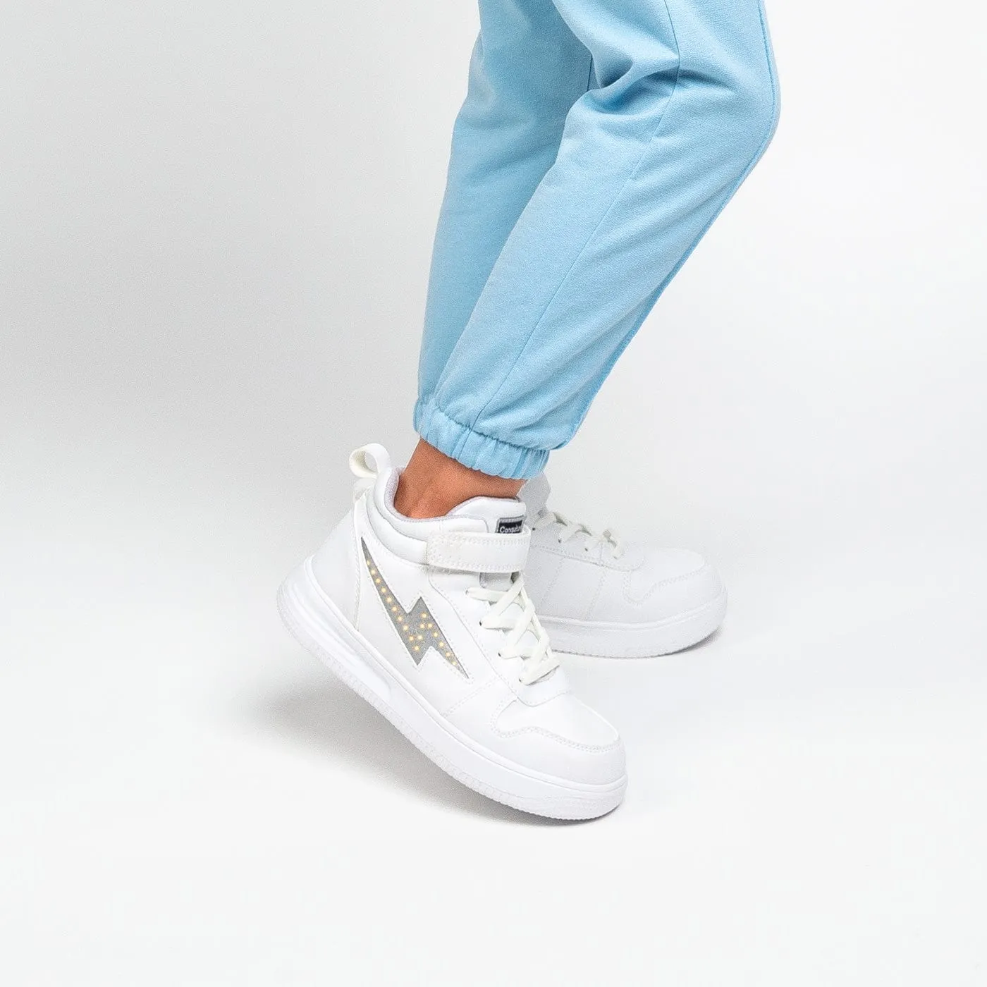 Unisex White With Lights Hi-Top Sneakers Napa