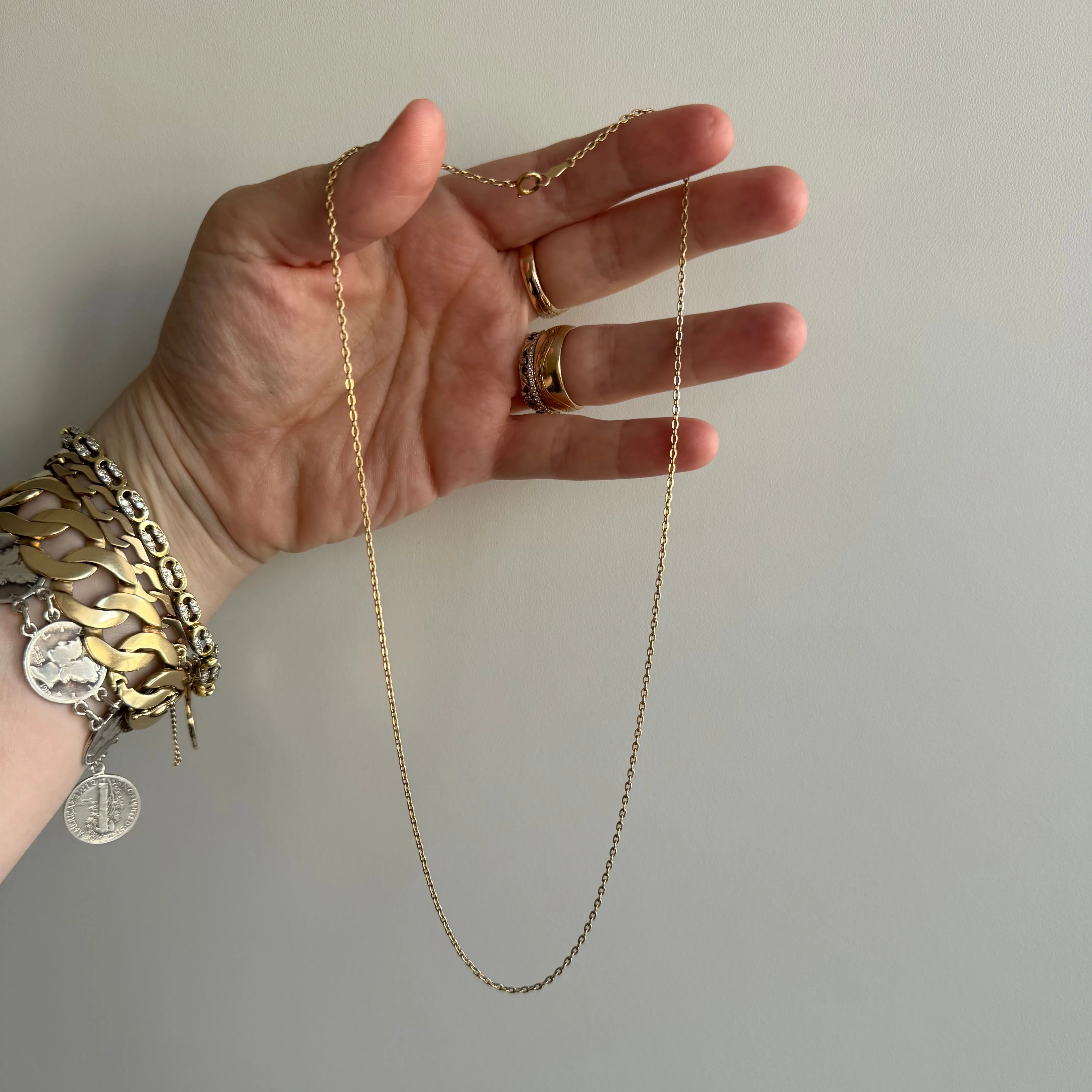 V I N T A G E // everyday cable / 14k yellow gold dainty cable chain / 18.25", 2.8g