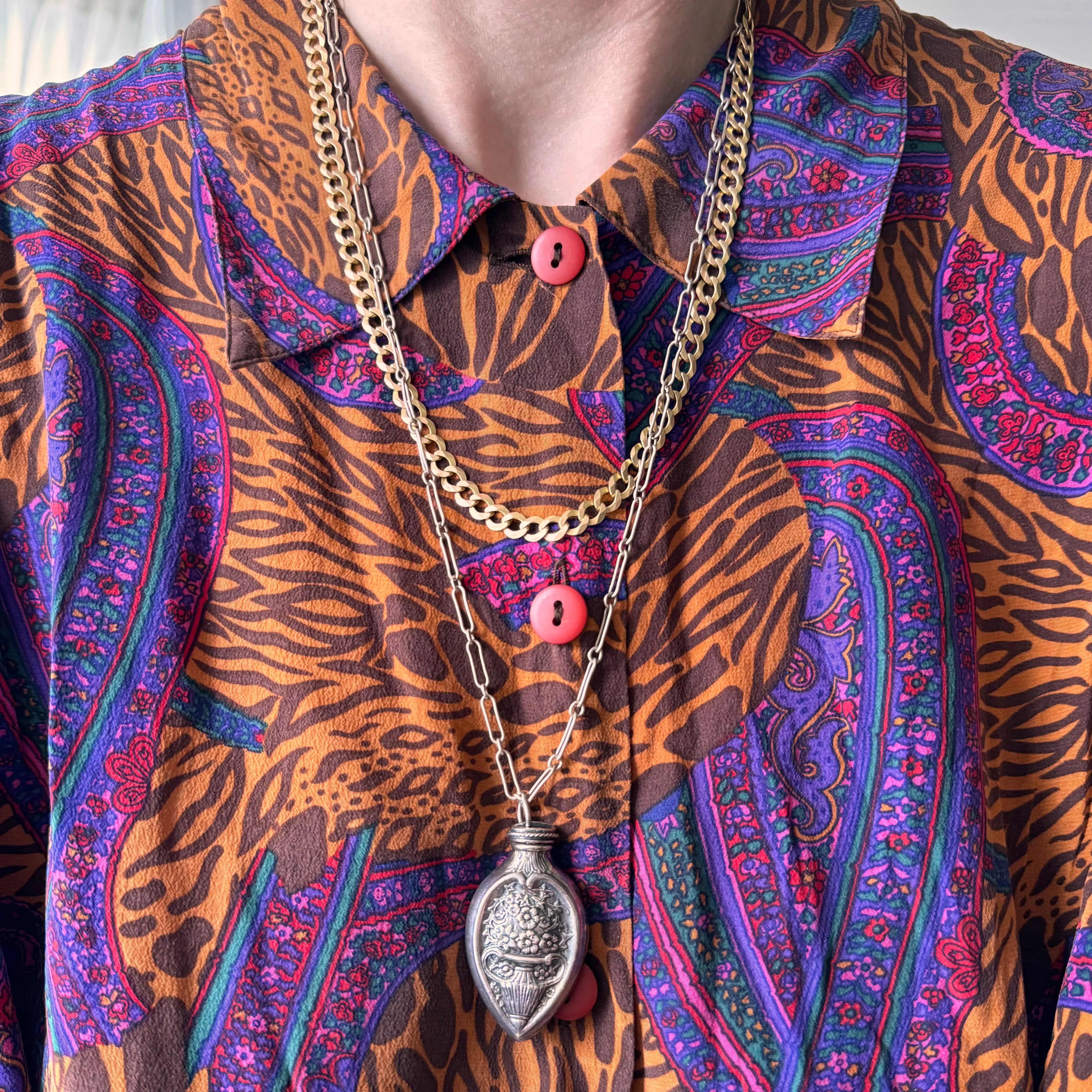 V I N T A G E // trombone paperclip / sterling silver long and short link chain / 24", 7g