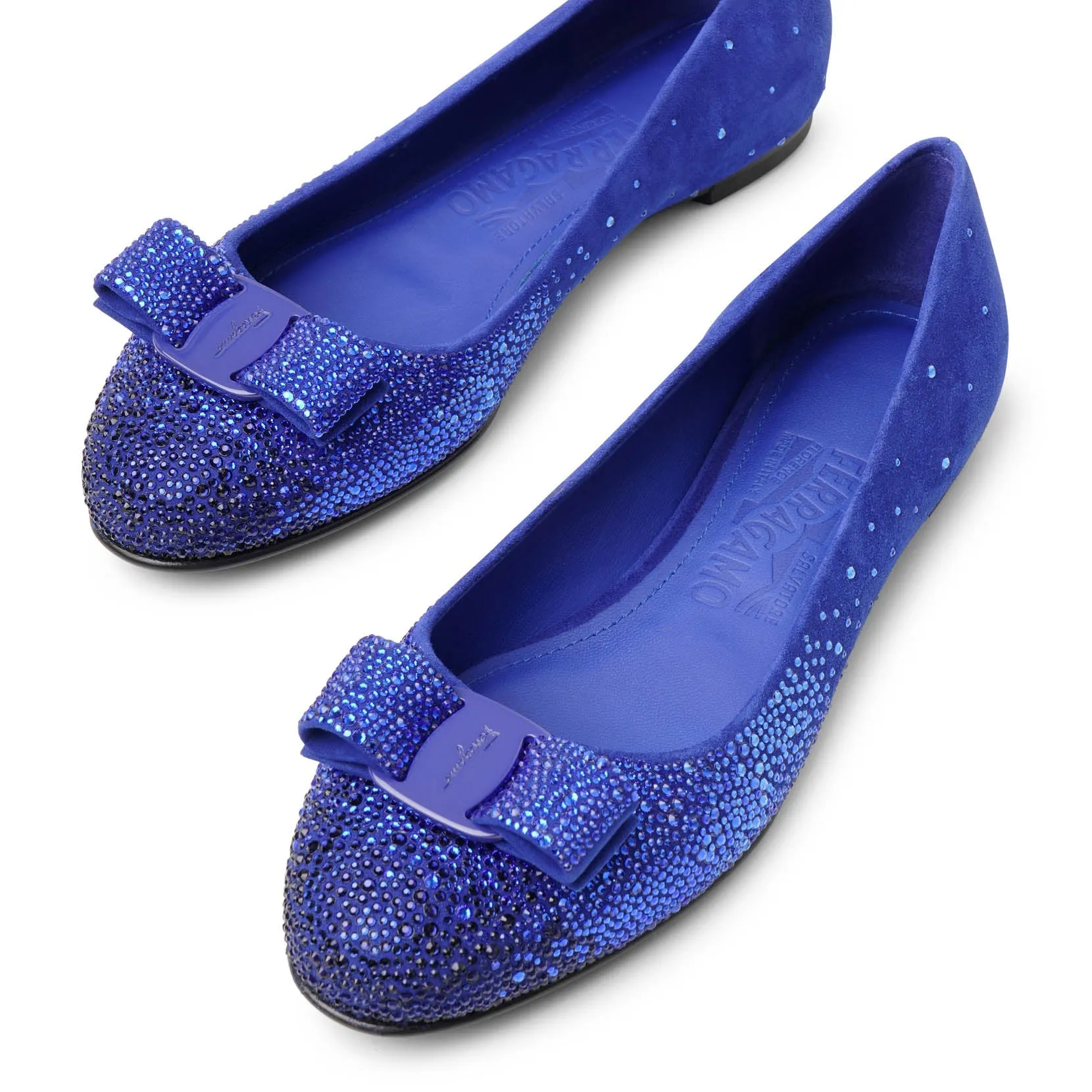 Varina blue crystal suede ballet flats