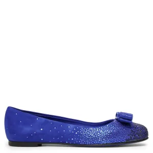Varina blue crystal suede ballet flats