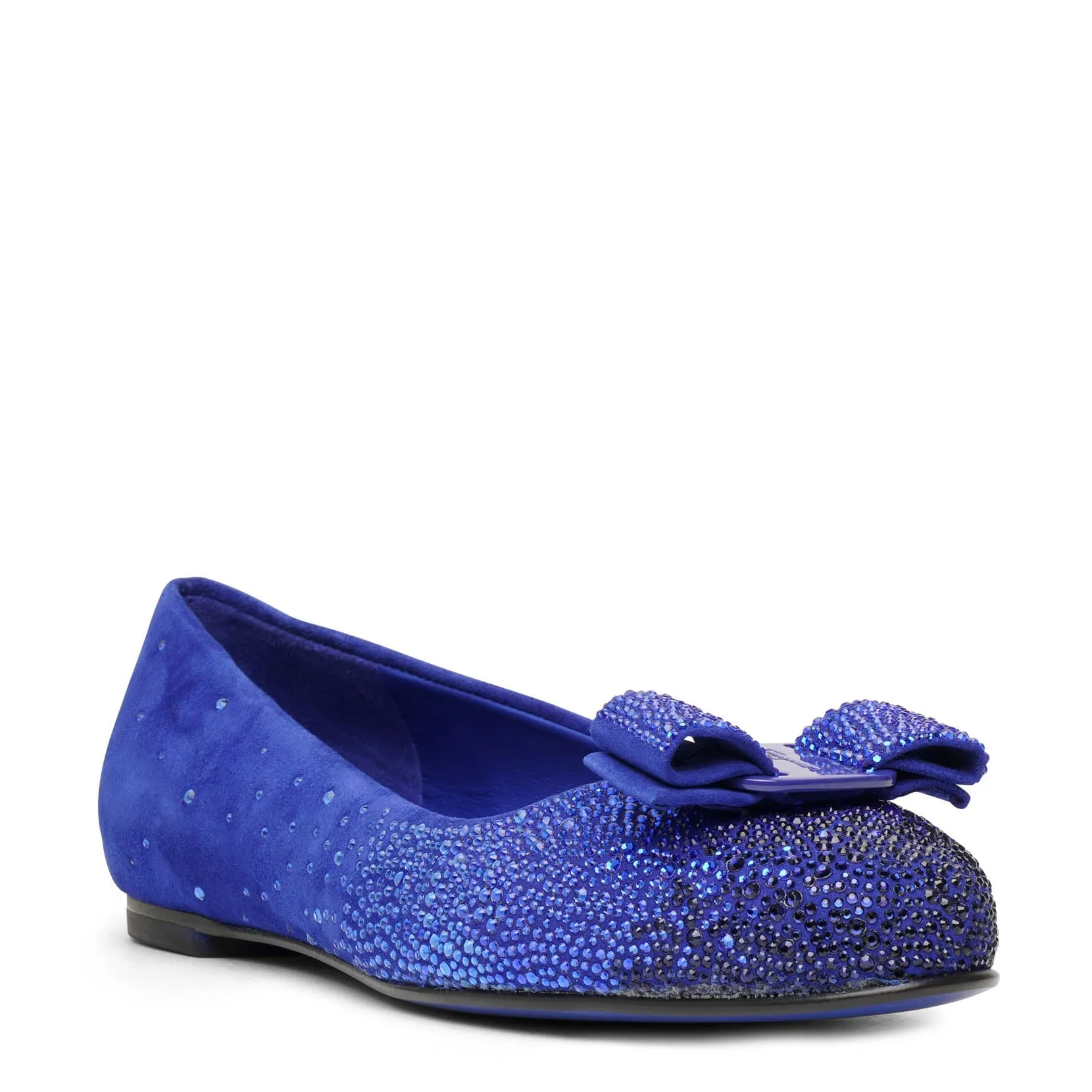 Varina blue crystal suede ballet flats