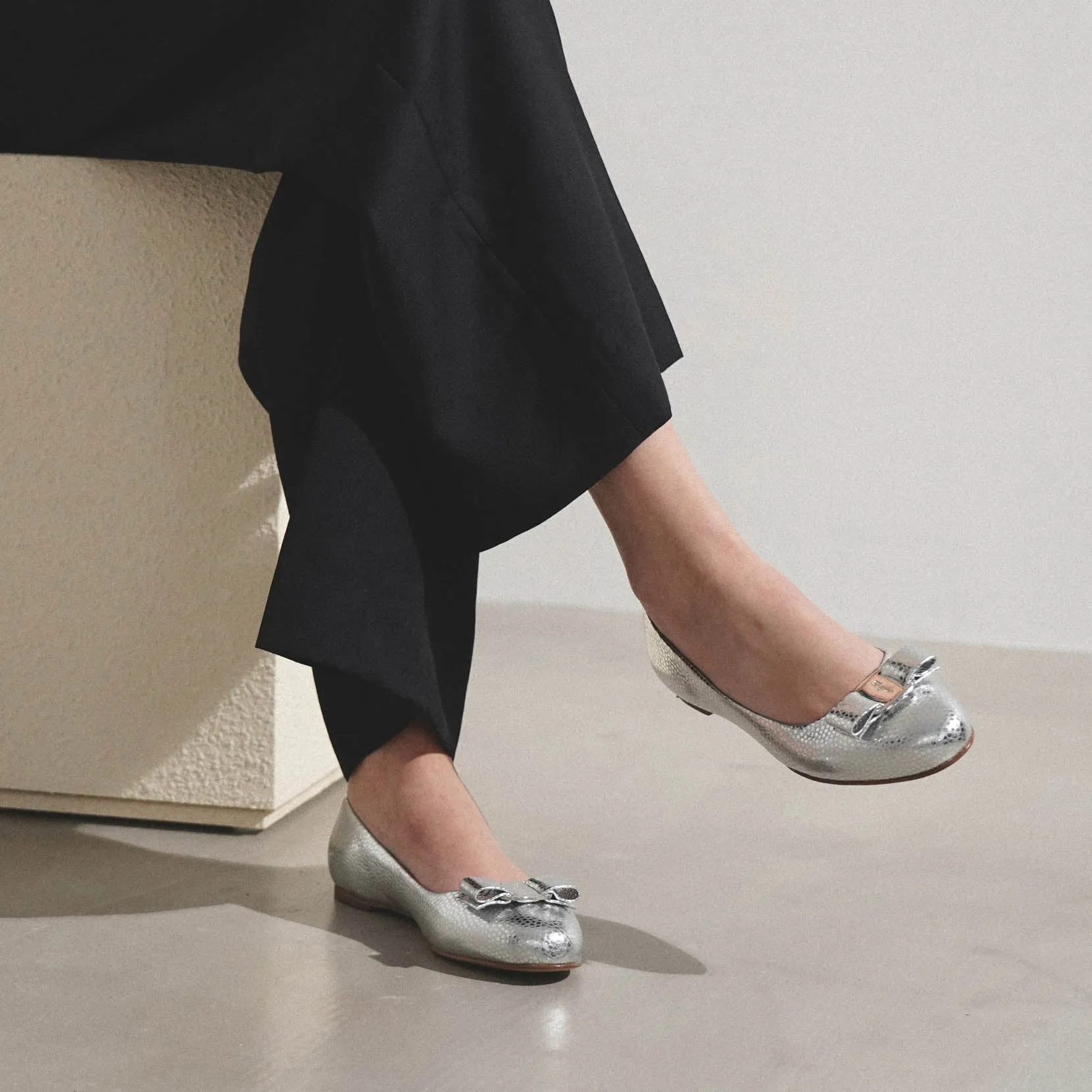 Varina silver ballerinas