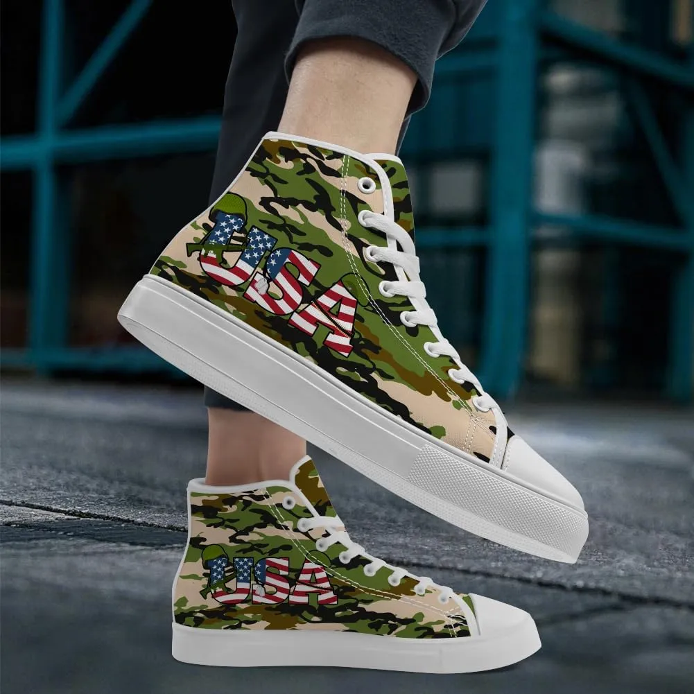 Veteran High Top Shoes High Top Canvas Sneakers Lace Up Casual Walking Shoes Gifts for Men Women