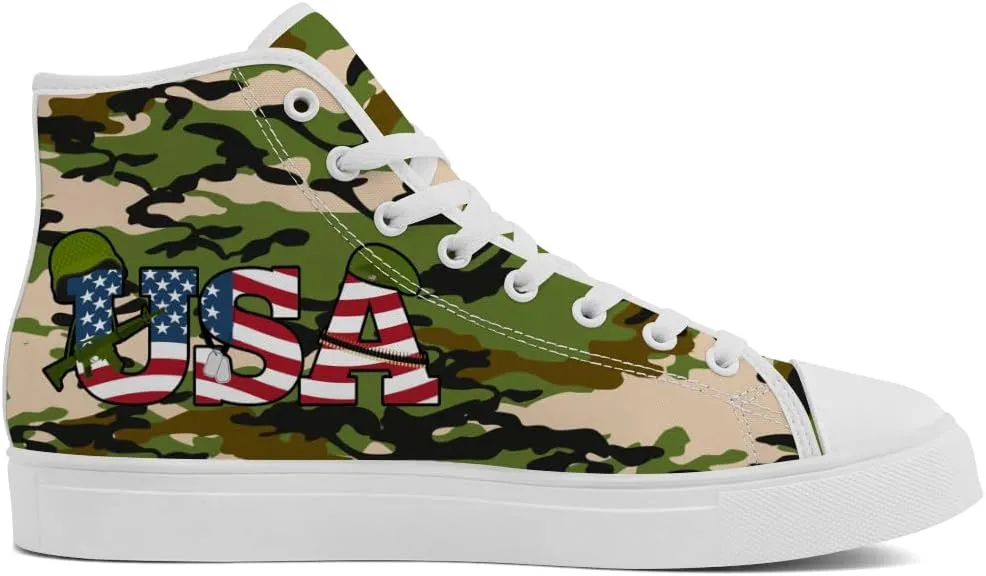 Veteran High Top Shoes High Top Canvas Sneakers Lace Up Casual Walking Shoes Gifts for Men Women