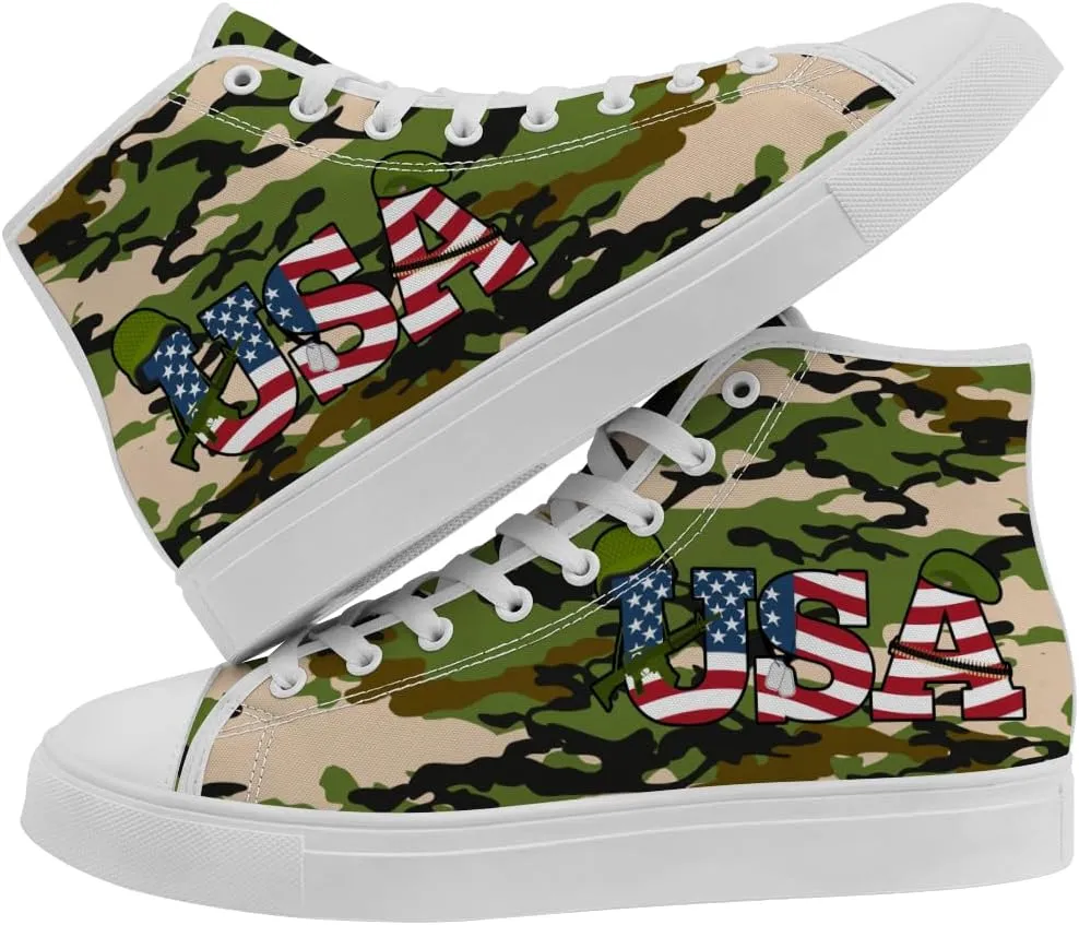 Veteran High Top Shoes High Top Canvas Sneakers Lace Up Casual Walking Shoes Gifts for Men Women
