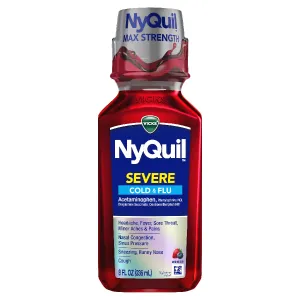 Vicks Nyquil Severe Cold & Flu Nighttime Liquid Berry 8 oz