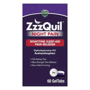 Vicks ZzzQuil Night Pain Nighttime Sleep Aid Pain Reliever - 60 Ct