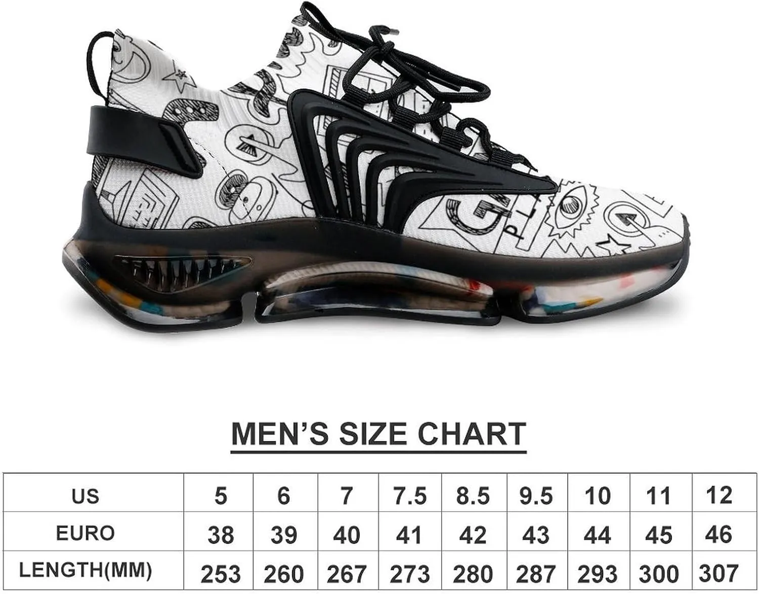 Video Games Black White Style Mens Running Shoes Lightweight Walking Tennis Shoes Soft Soled Elastic Cushion Basketball Shoes