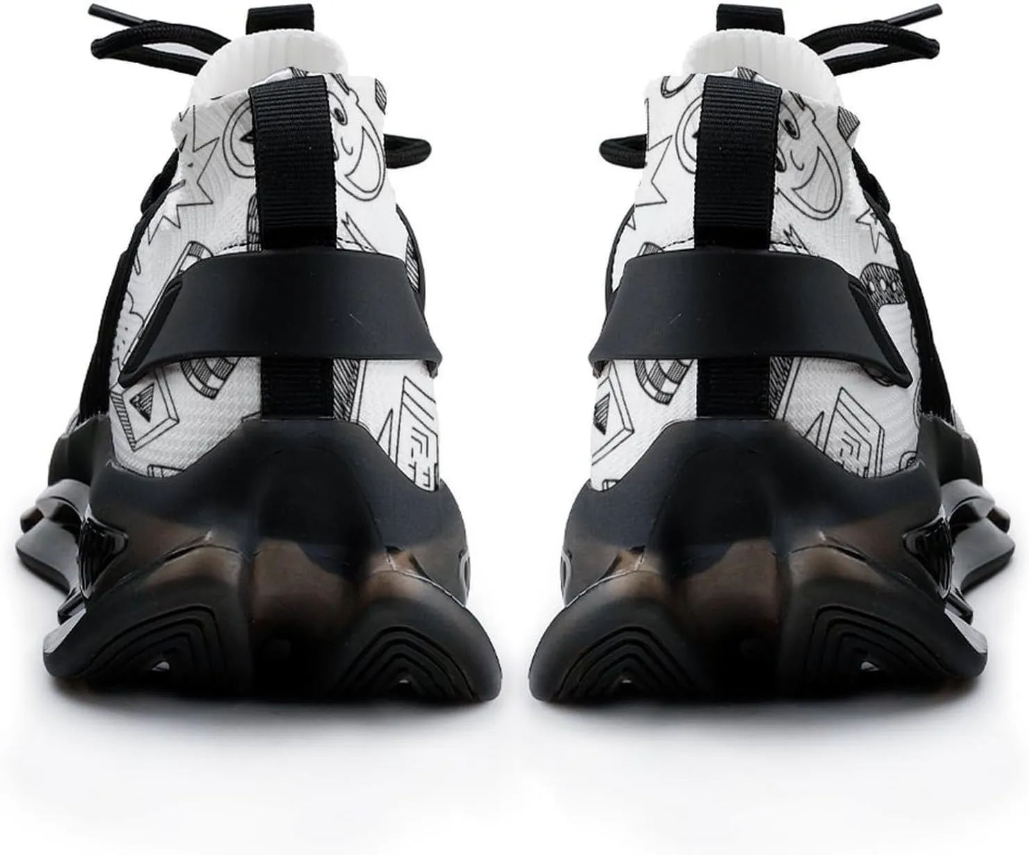 Video Games Black White Style Mens Running Shoes Lightweight Walking Tennis Shoes Soft Soled Elastic Cushion Basketball Shoes