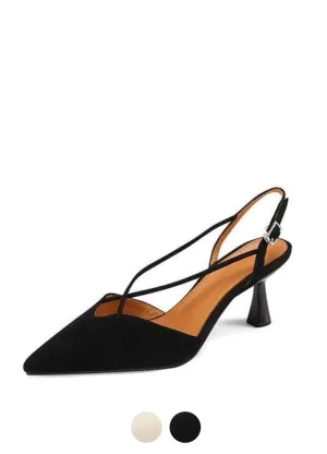 Vika Women's Pointed Toe Leather Black Sandal
