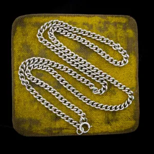 Vintage Sterling Silver Long Curb Link Chain Necklace – 22″