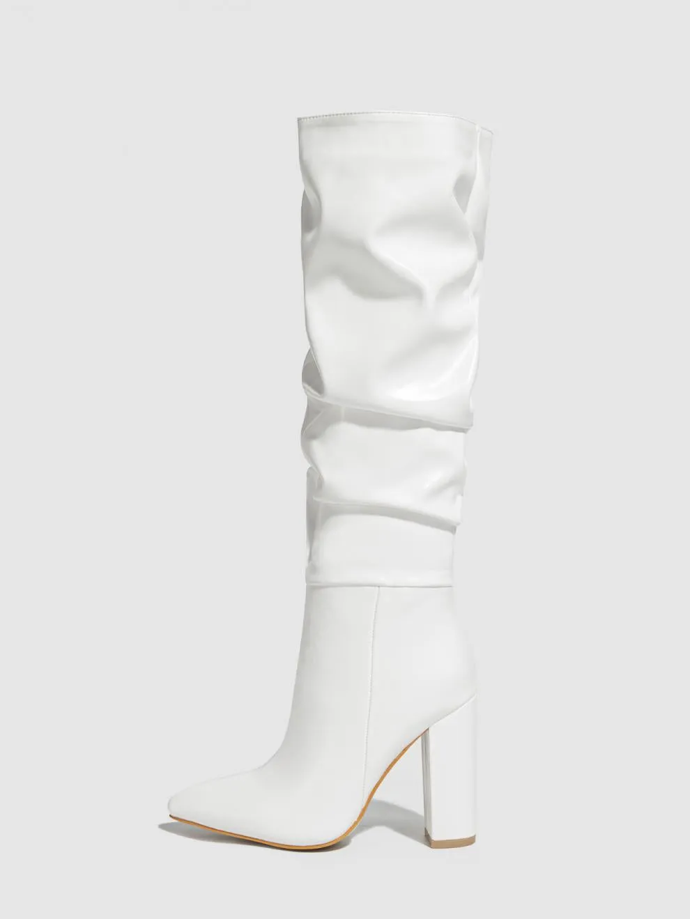 Viola Pleated Block Knee High Boots