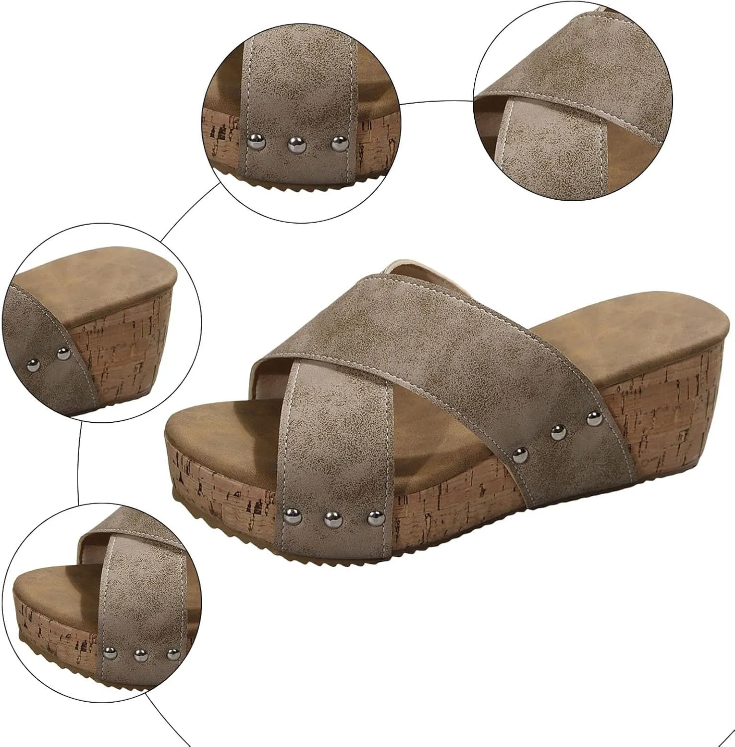 Wedge Sandals For Women 2025 Platform Comfort Orthopedic Wedge Sandals Open Toe Espadrilles Dressy High Heeled Wedges Women Summer Trendy Slip On Slippers Casual Arch Support Shoes Boho Beach Vacation
