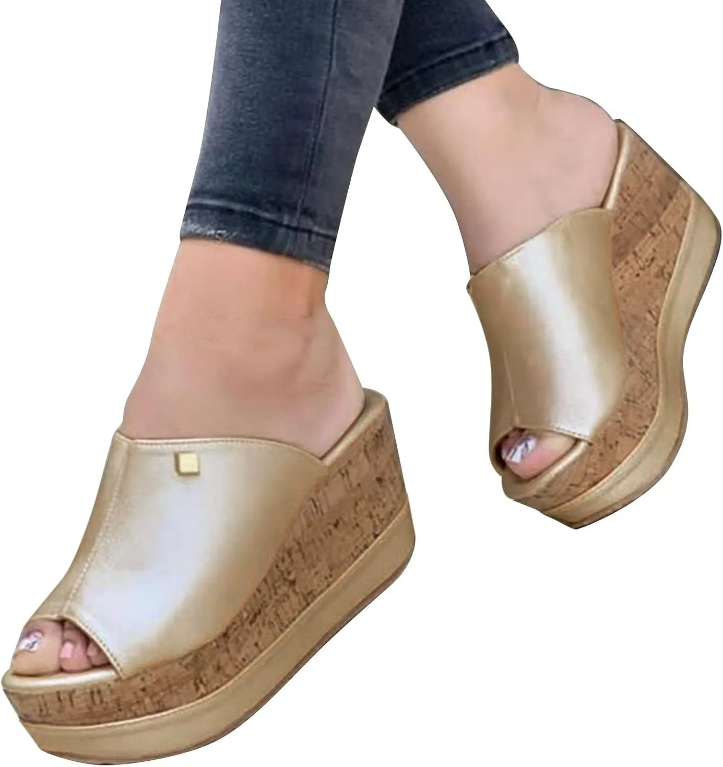 Wedge Sandals for Women Comfortable Arch Support Slip-On Flatform Design Elastic Ankle Band Breathable Summer Slides 2025 Spring and Summer Vacation