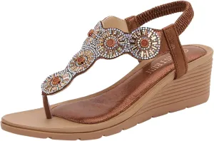 Wedge Sandals for Women On Strappy Boho Platform Sandals Open Toe Summer Festival Or Vacation Shoes Orthopedic Sandal Beach Dressy Flip Flops for Wide Toe 2025 Spring