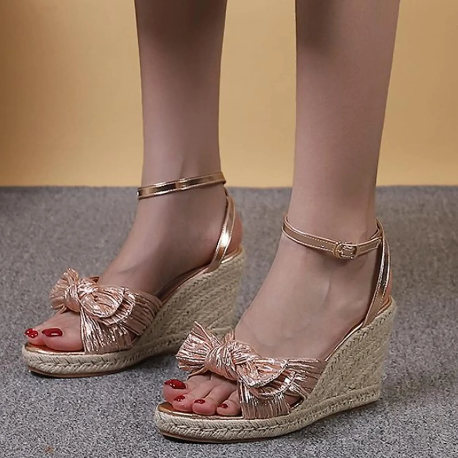 Wedge Sandals for Women Wide Width Options Slip On Cork Platform Espadrille Sandals with Adjustable Back Strap Orthopedic Sandal Beach Dressy Flip Flops for Wide Toe 2025 Spring
