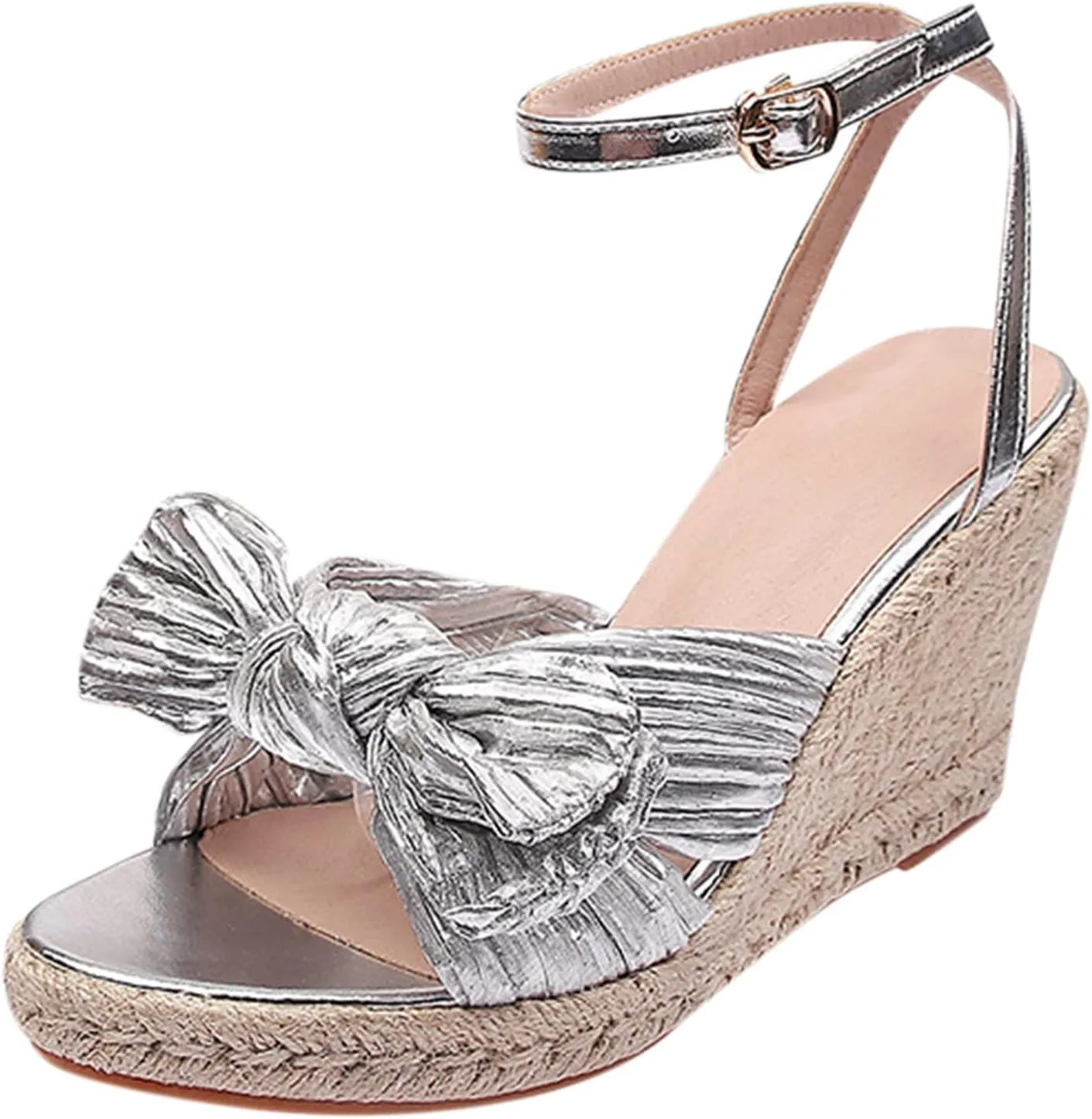 Wedge Sandals for Women Wide Width Options Slip On Cork Platform Espadrille Sandals with Adjustable Back Strap Orthopedic Sandal Beach Dressy Flip Flops for Wide Toe 2025 Spring