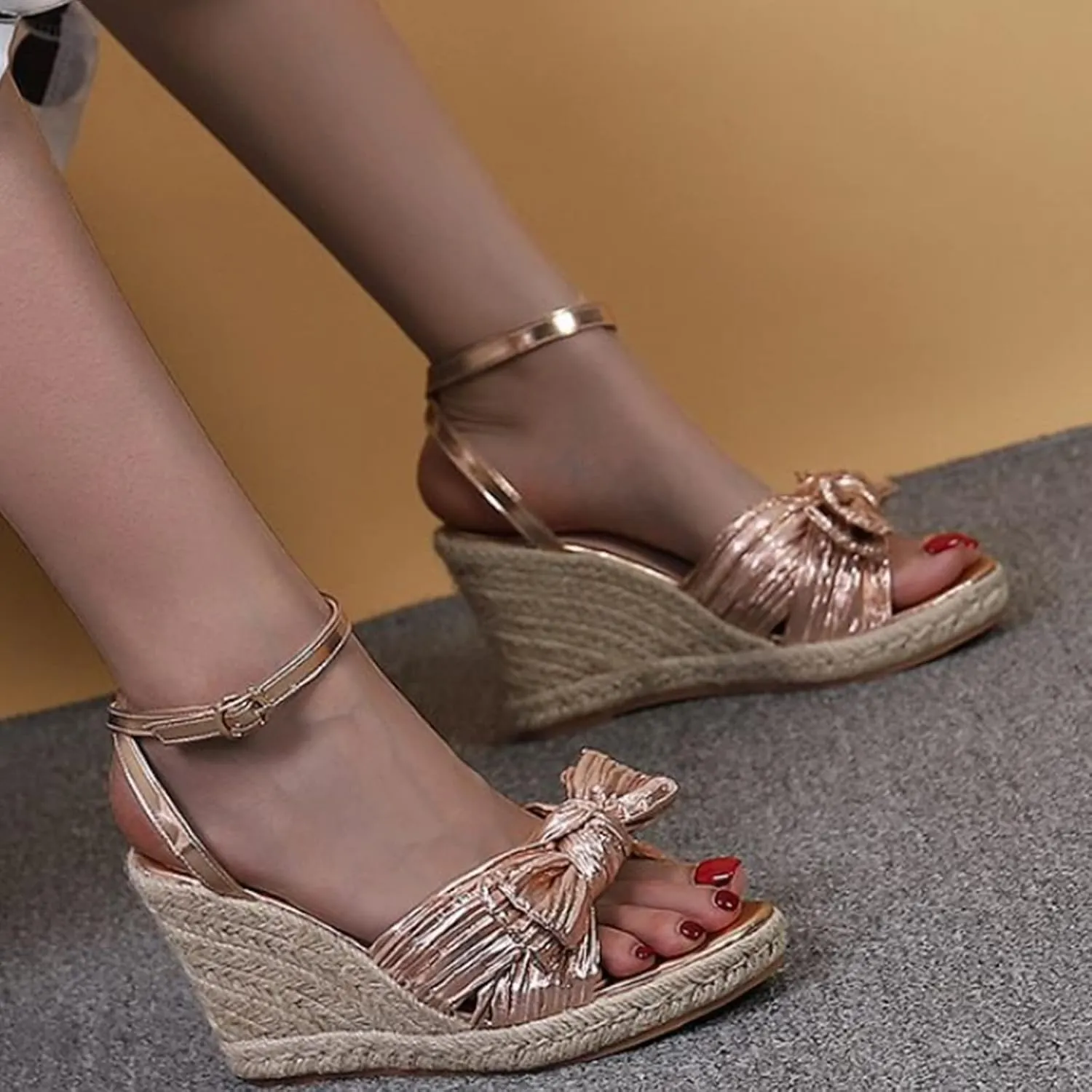 Wedge Sandals for Women Wide Width Options Slip On Cork Platform Espadrille Sandals with Adjustable Back Strap Orthopedic Sandal Beach Dressy Flip Flops for Wide Toe 2025 Spring