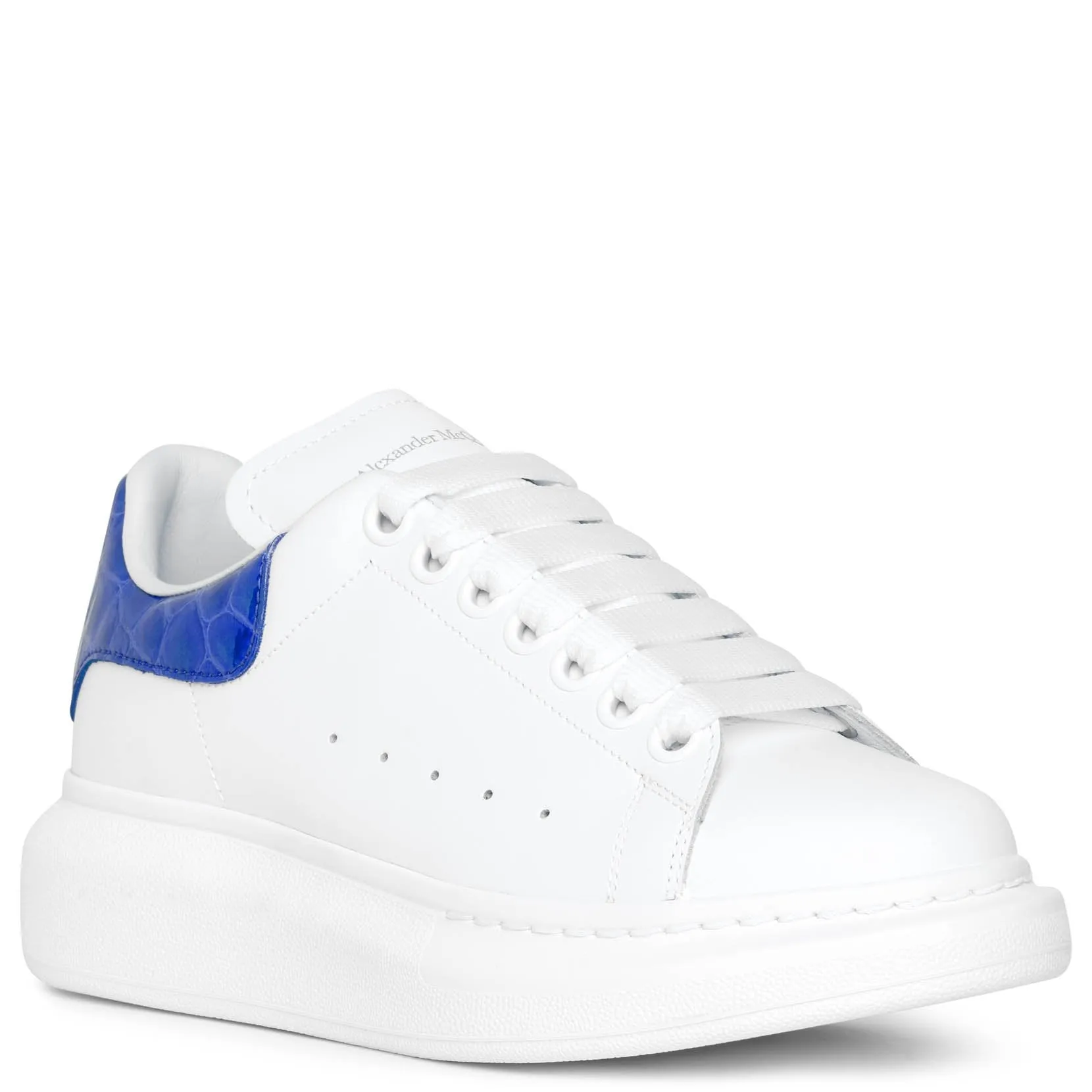 White and blue embossed classic sneakers