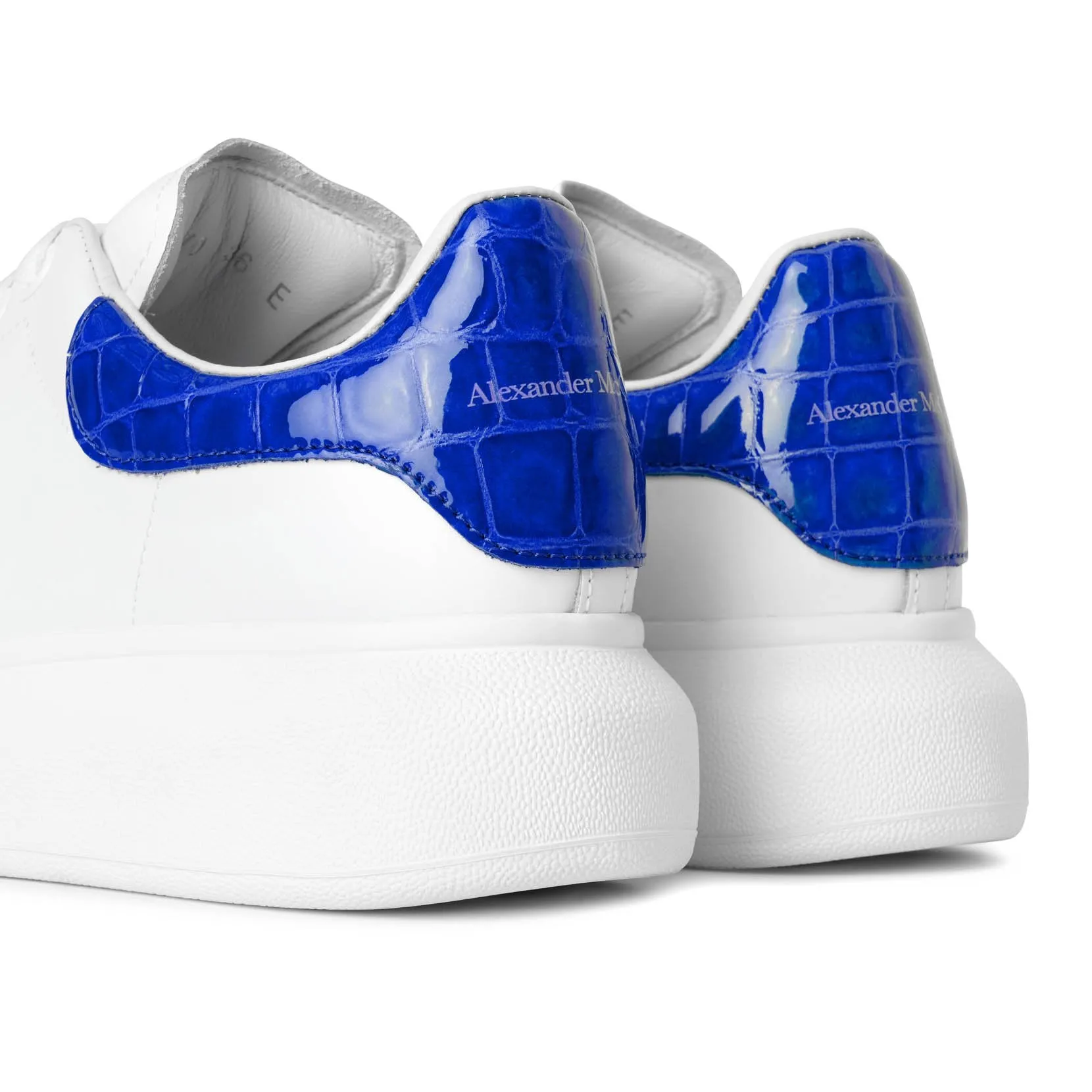 White and blue embossed classic sneakers