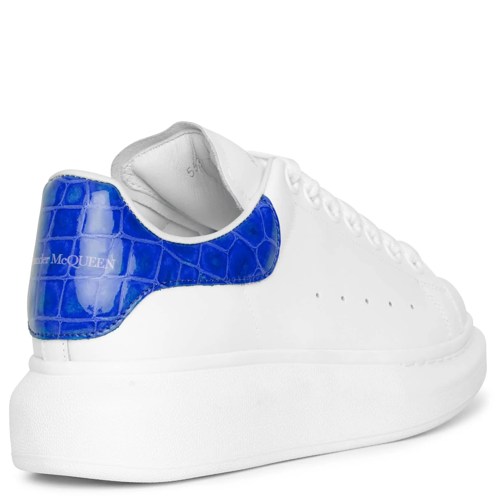 White and blue embossed classic sneakers