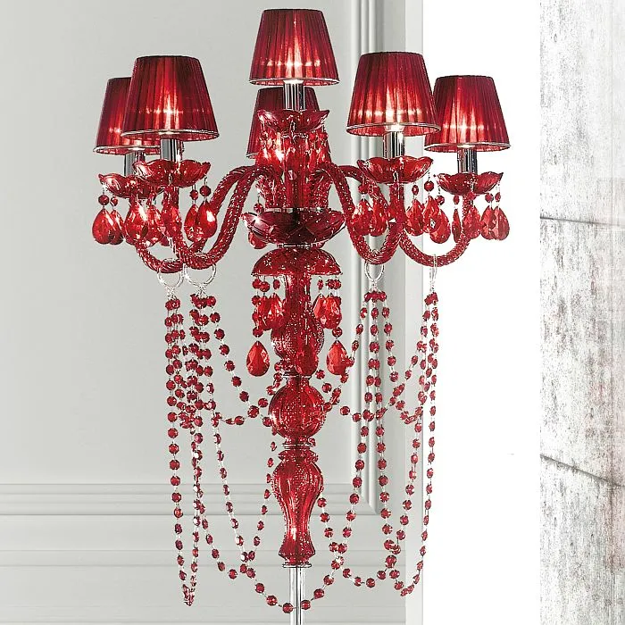 White, red or black chandelier wall light with shades