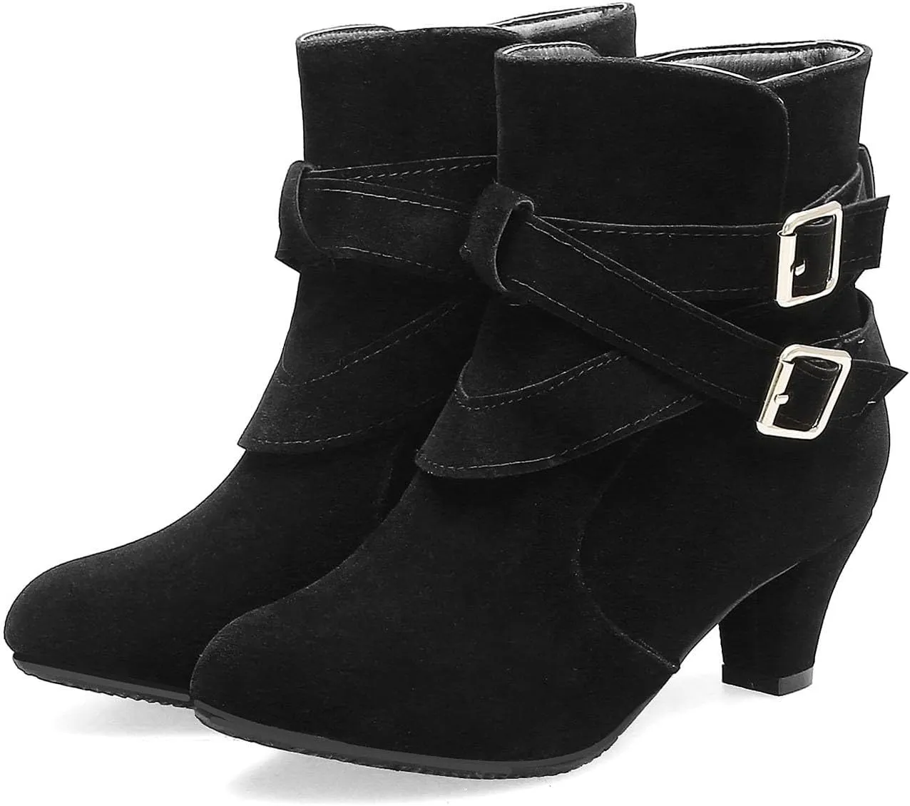 Winter Boots for Women 2024 New Comfortable Mid Chunky Heel Warm Fur Lined Boots Pull On Chukka Western Rain Boots Combat