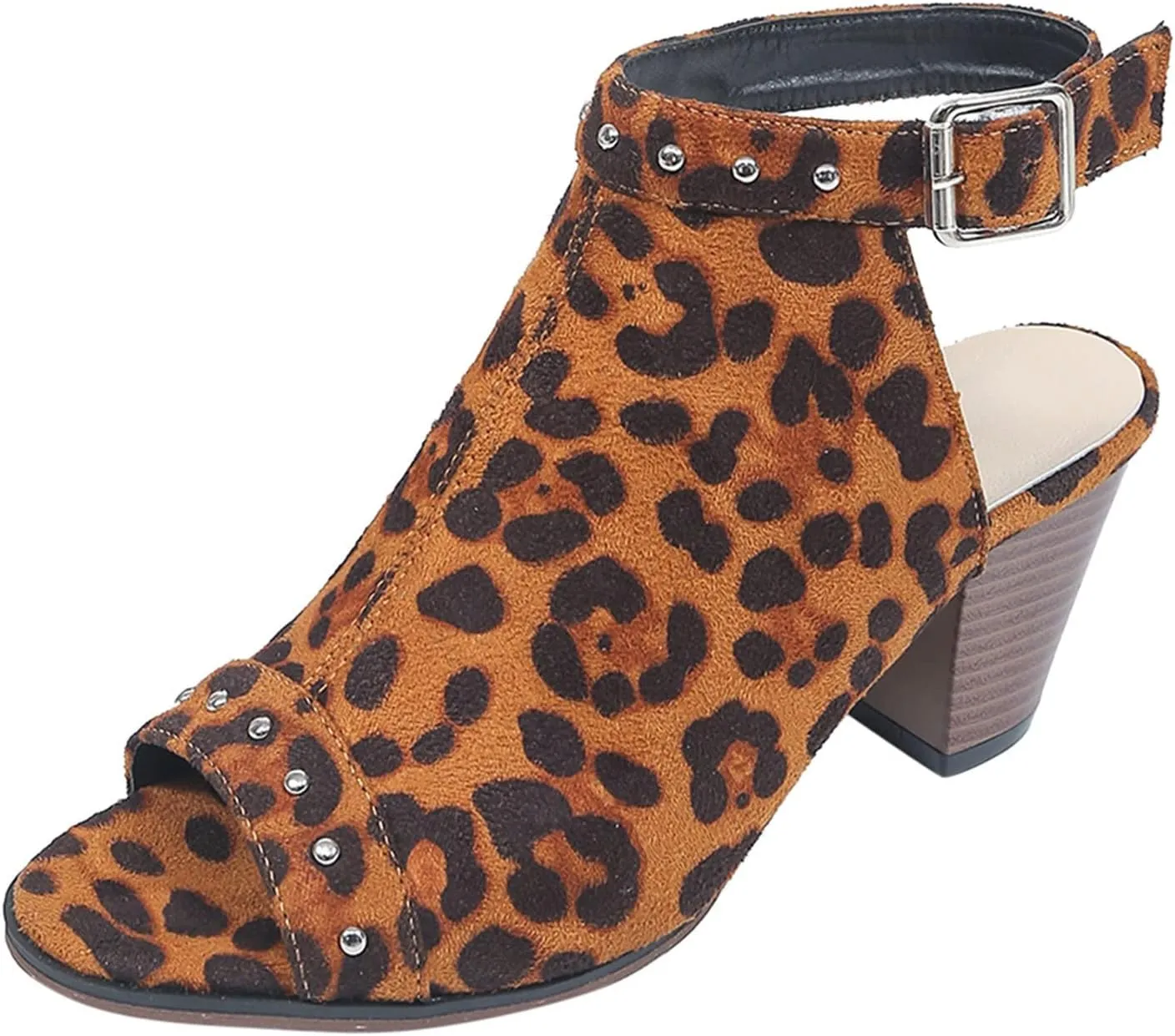 Women Chunky Heel Sandals Open Toe Strappy Ankle Strap Square Toe Comfortable Shoes