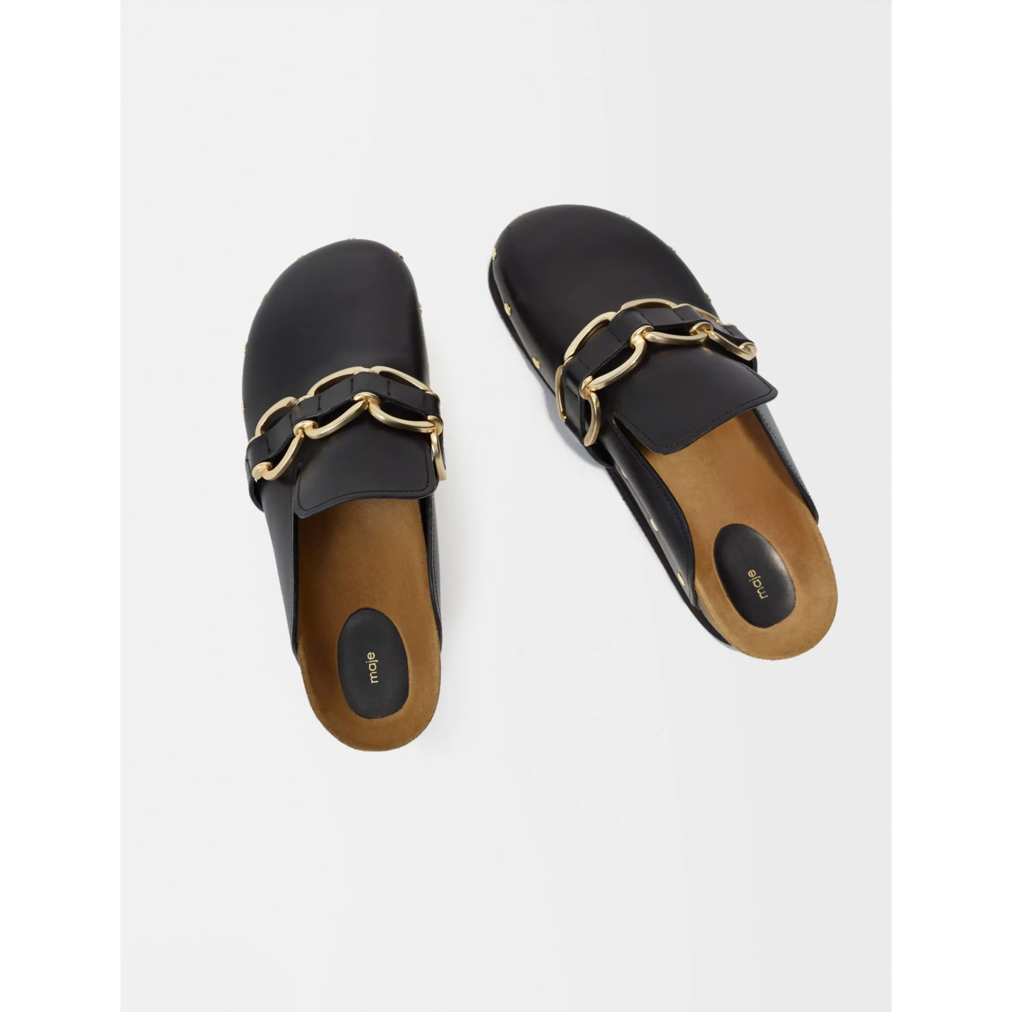 Women Leather Clogs - Black