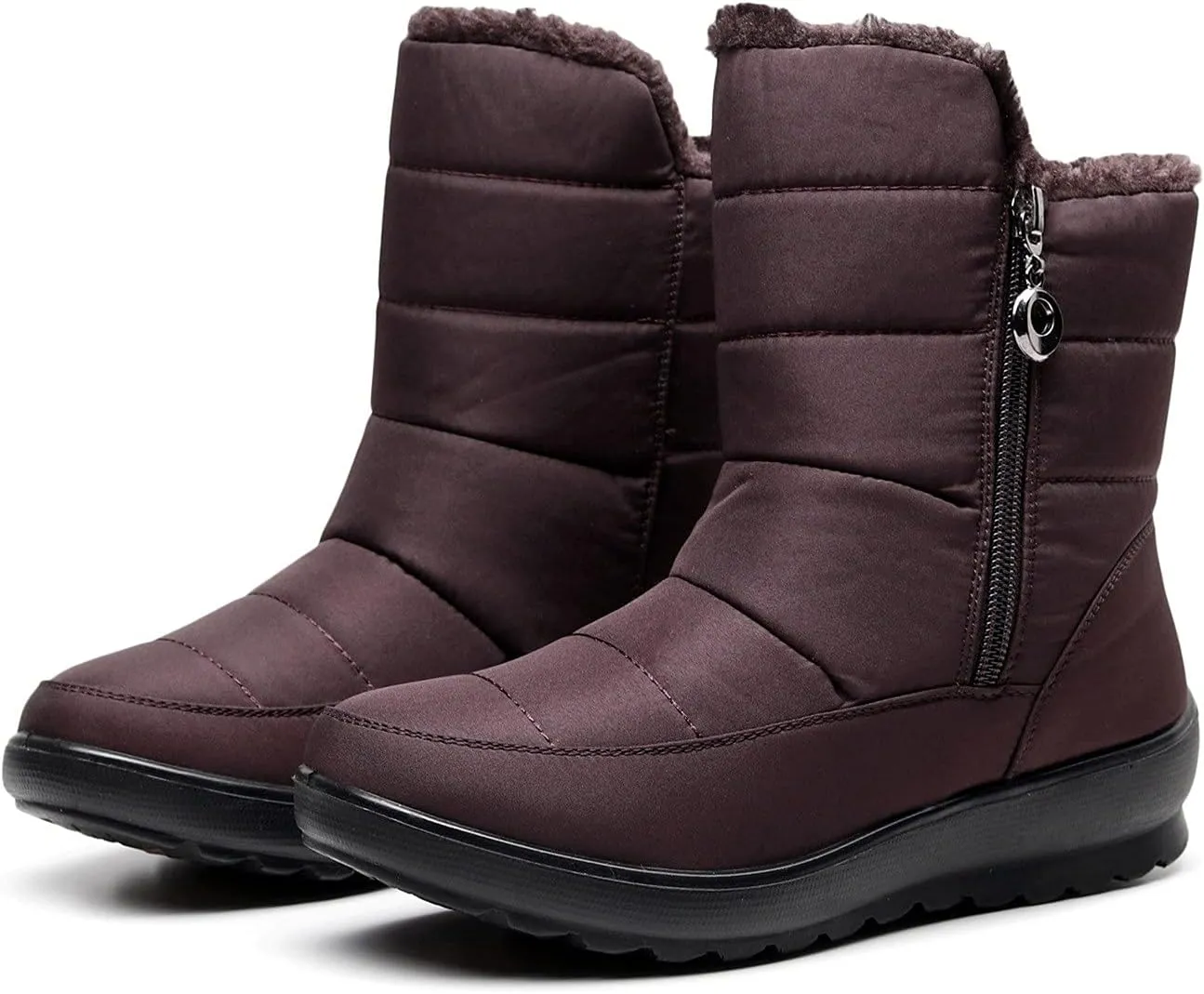 Women Winter Snow Boots Warm Fur Lined Ankle Booties Cold Weather Insulated Boots Waterproof Comfy Walking Boots