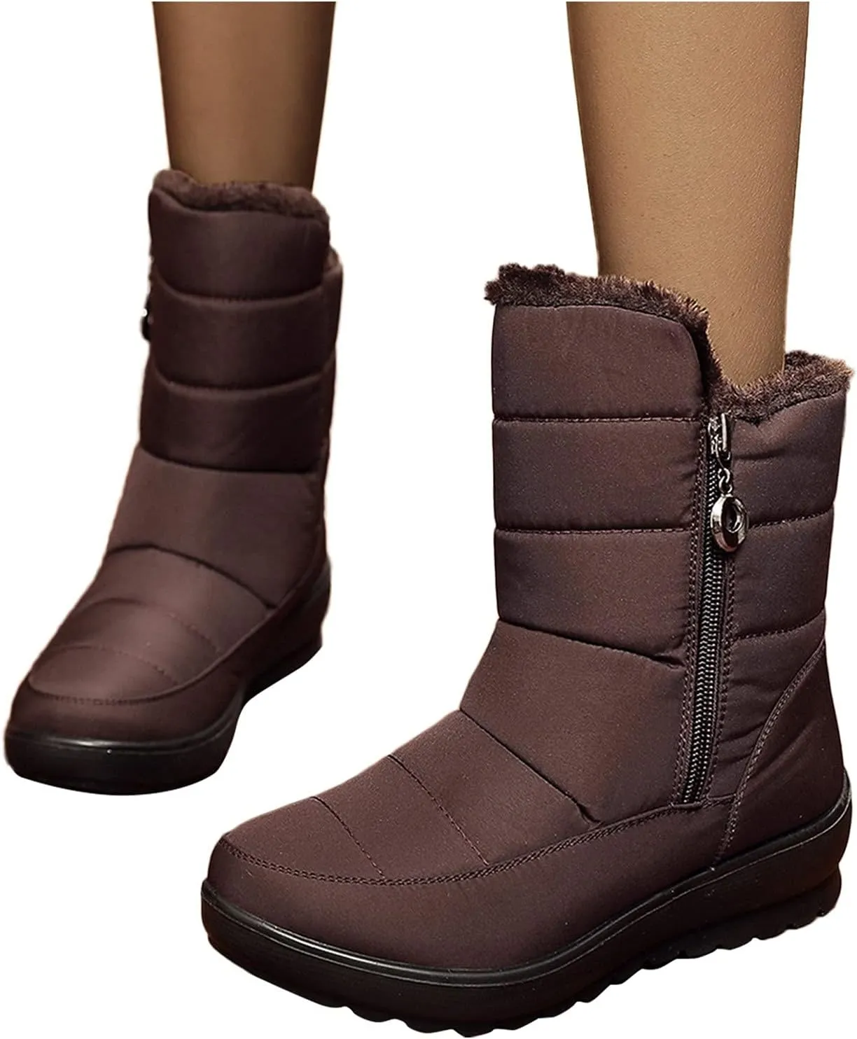 Women Winter Snow Boots Warm Fur Lined Ankle Booties Cold Weather Insulated Boots Waterproof Comfy Walking Boots