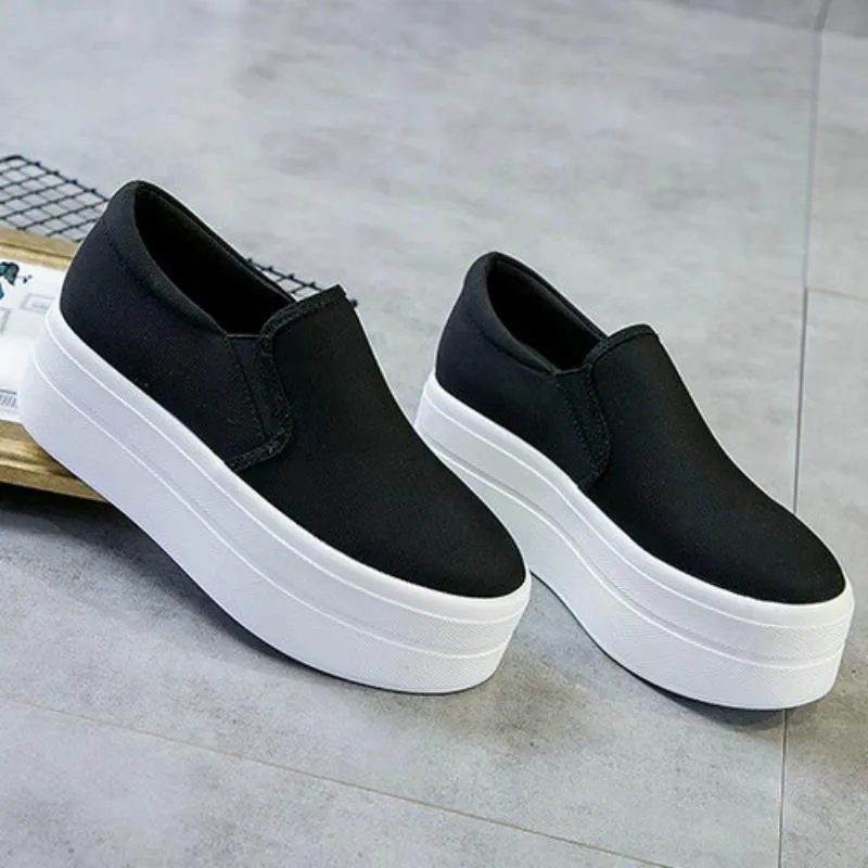 Women's Casual Canvas Slip-Ons With Thick Sole