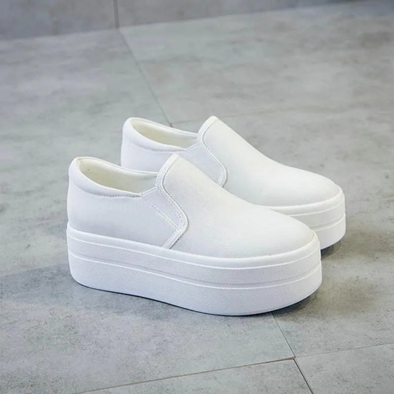 Women's Casual Canvas Slip-Ons With Thick Sole