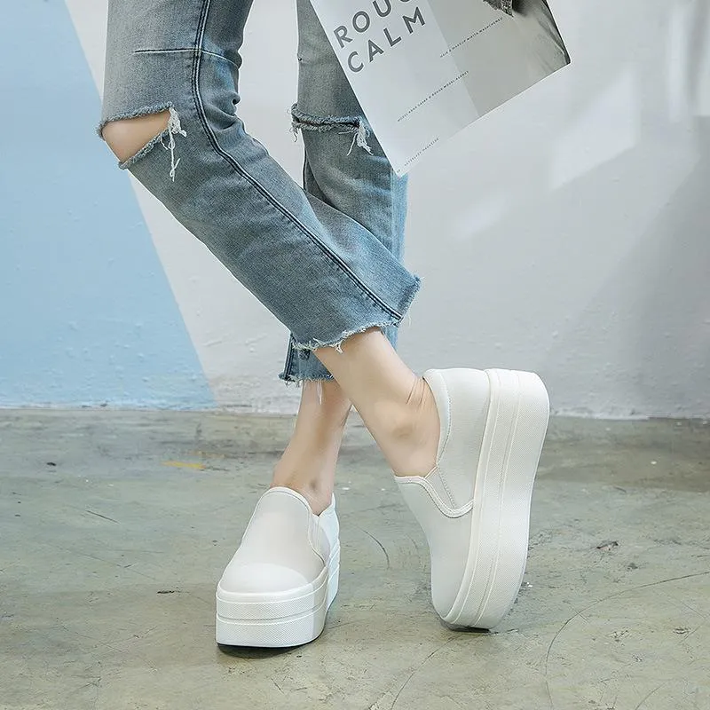 Women's Casual Canvas Slip-Ons With Thick Sole