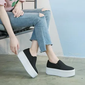 Women's Casual Canvas Slip-Ons With Thick Sole