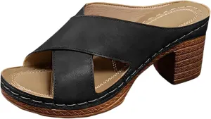 Women's Chunky Low Heel Sandals Thick Heel Strap Women's Outdoor Shoes Fashionable And Casual Fish Mouth Open Beach