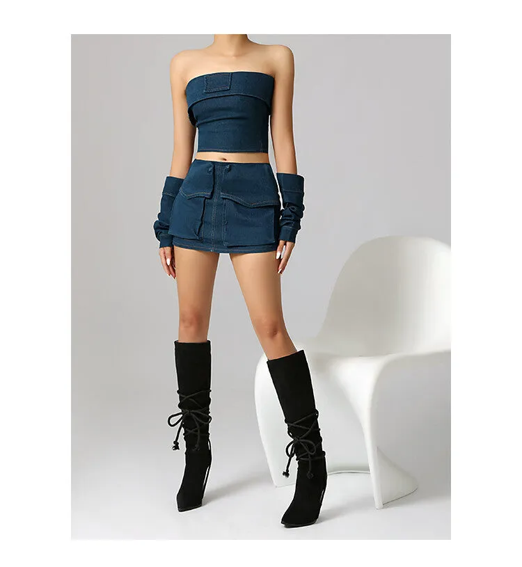 Women's Cross Straps Spike Heel Knee High Boots