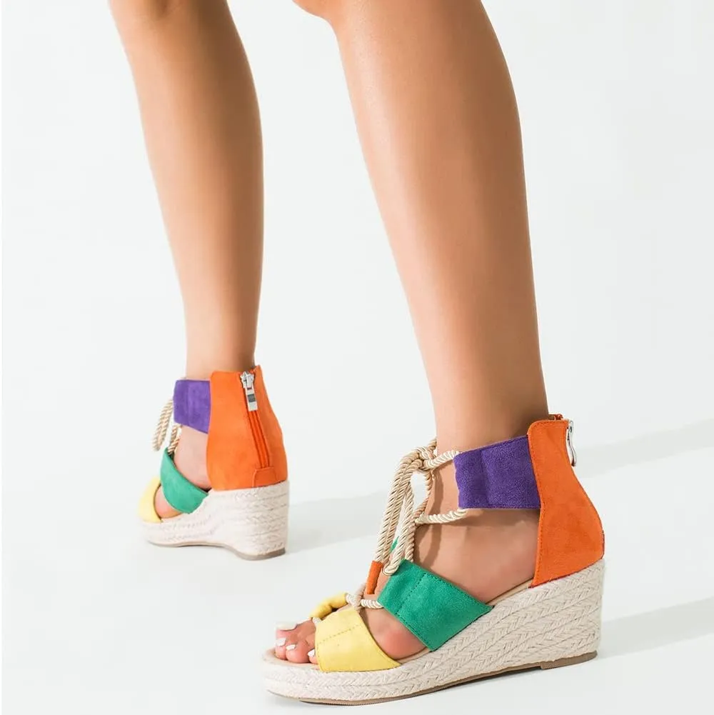 Women's Espadrilles Platform Wedge Sandals Black Platform Heel Sandals