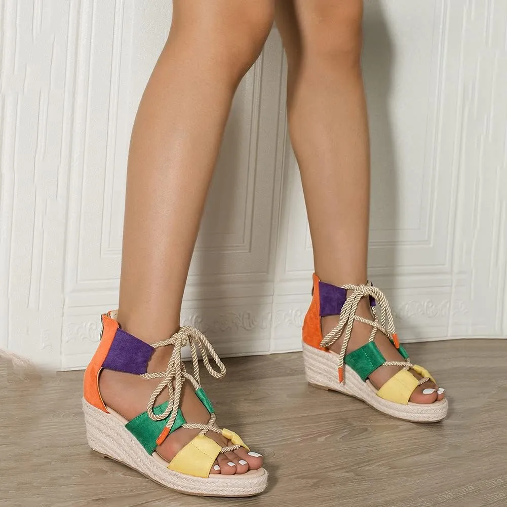 Women's Espadrilles Platform Wedge Sandals Black Platform Heel Sandals