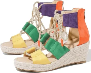 Women's Espadrilles Platform Wedge Sandals Black Platform Heel Sandals