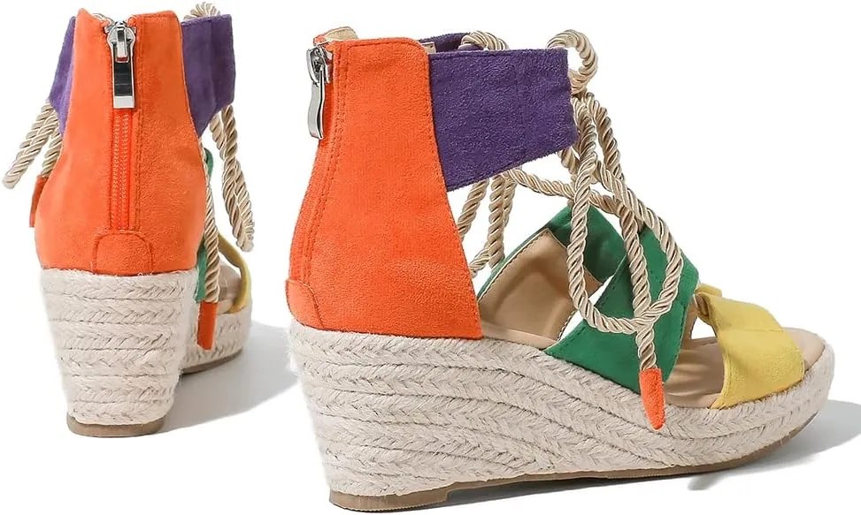 Women's Espadrilles Platform Wedge Sandals Black Platform Heel Sandals