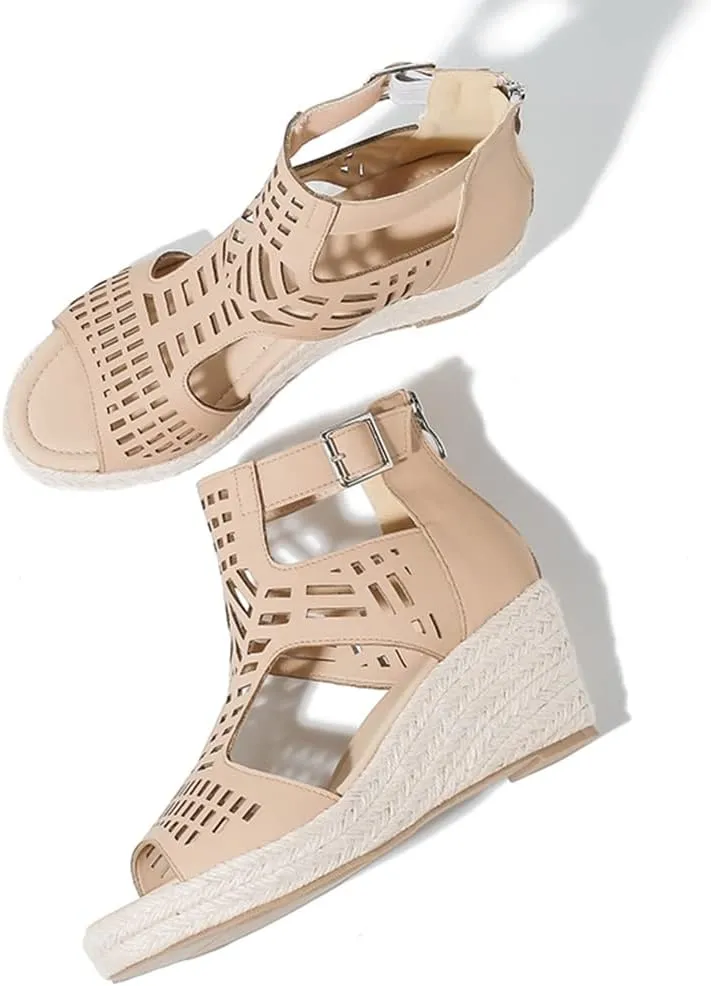 Women's Espadrilles Platform Wedge Sandals Black Platform Heel Sandals