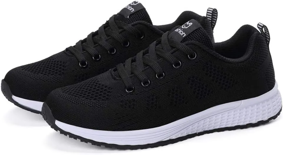 Women's Fashion Sneaker Non Slip Breathable Lightweight Comfortable Lace Up Womens Trail Running Shoes Flats Loafers Womens White Platform Sneakers