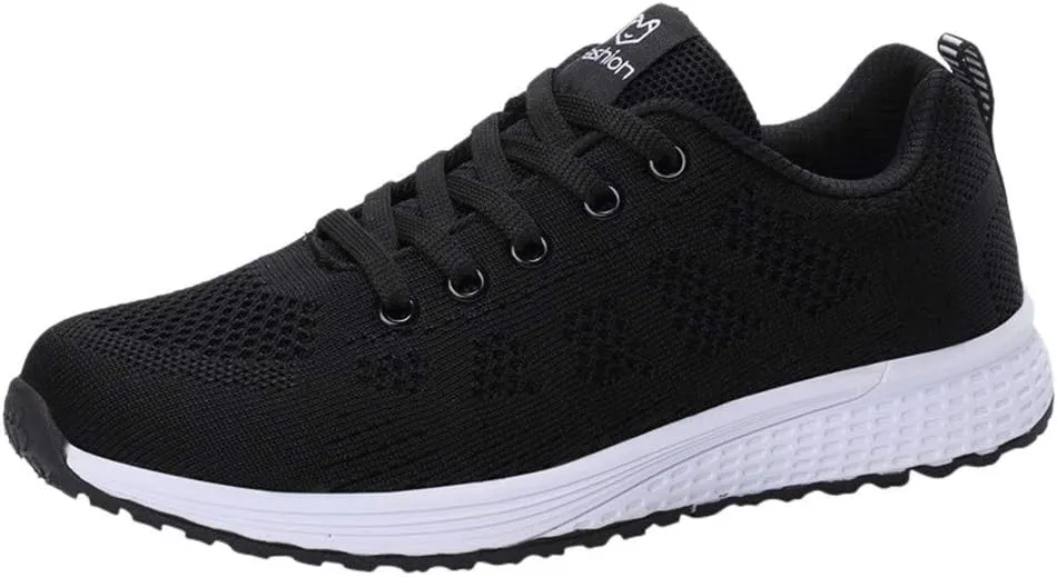 Women's Fashion Sneaker Non Slip Breathable Lightweight Comfortable Lace Up Womens Trail Running Shoes Flats Loafers Womens White Platform Sneakers