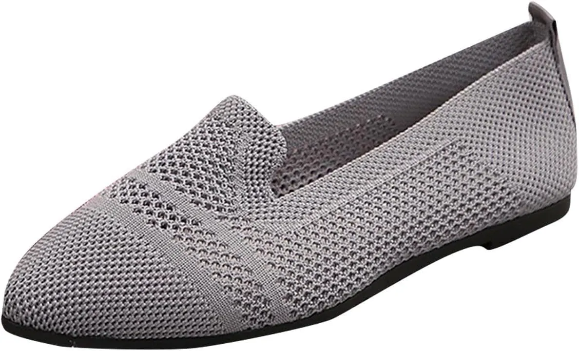 Women's Fly Weave Flat Shoes Pointed Toe Fashion Single Shoes Mesh Breathable Shoes Casual Shopping Flat Shoes