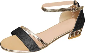 Women's Open Toe Low Block Heels Sandals Fashionable Versatile Sandals For Women In Summer One Line Thick Heel With