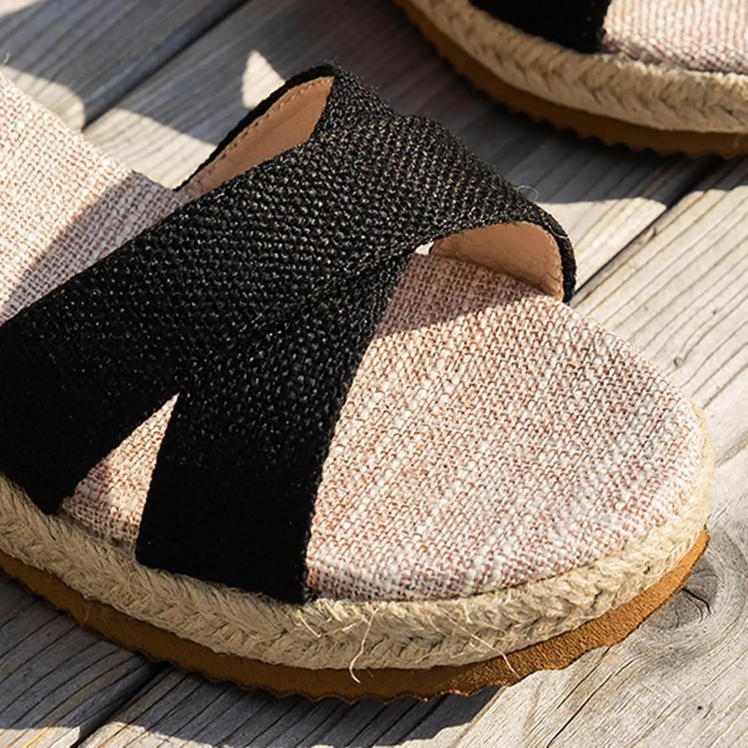 Women's Open Toe Platform Wedge Sandals Platform Wedge Sandals Lightweight Summer Strap Casual Rope Sole Bohemian