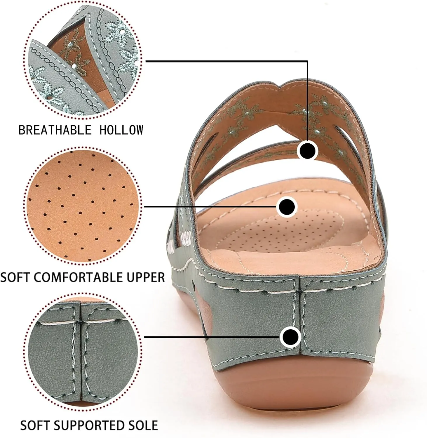 Women's Orthopedic Arch Support Wedge Sandals Summer Dressy 2025 Flat Open Toe Casual Flip Flops Platform Sandal Beach Sandals Dress Shoes Slip on Open Toe Sandal 2025